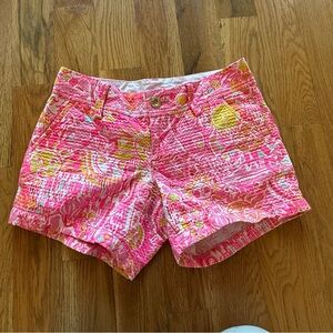 Lilly Pulitzer Callahan "Kini in the Keys" Pink and Yellow Women's Shorts Size 0